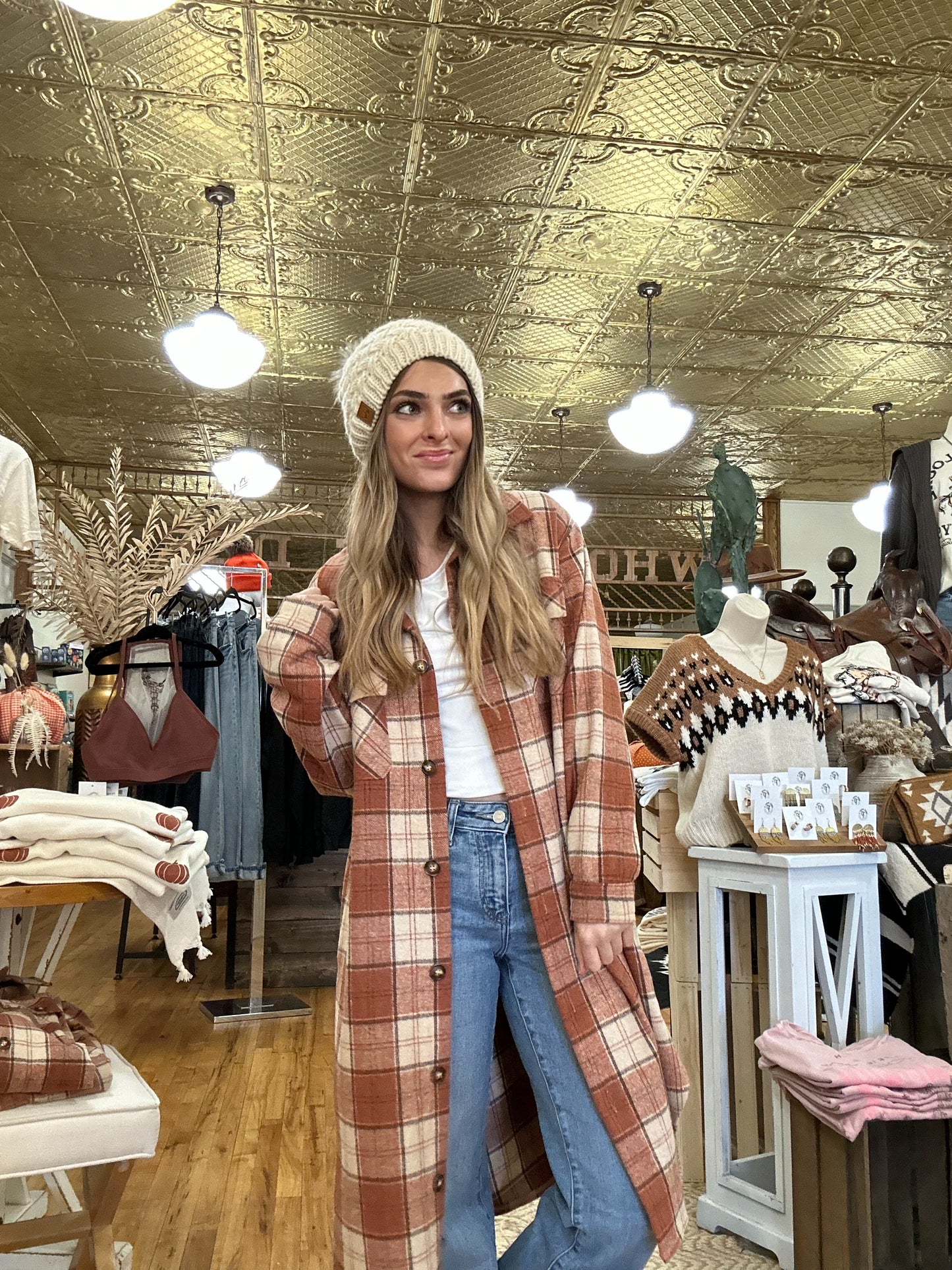 LONG RUST FLANNEL JACKET