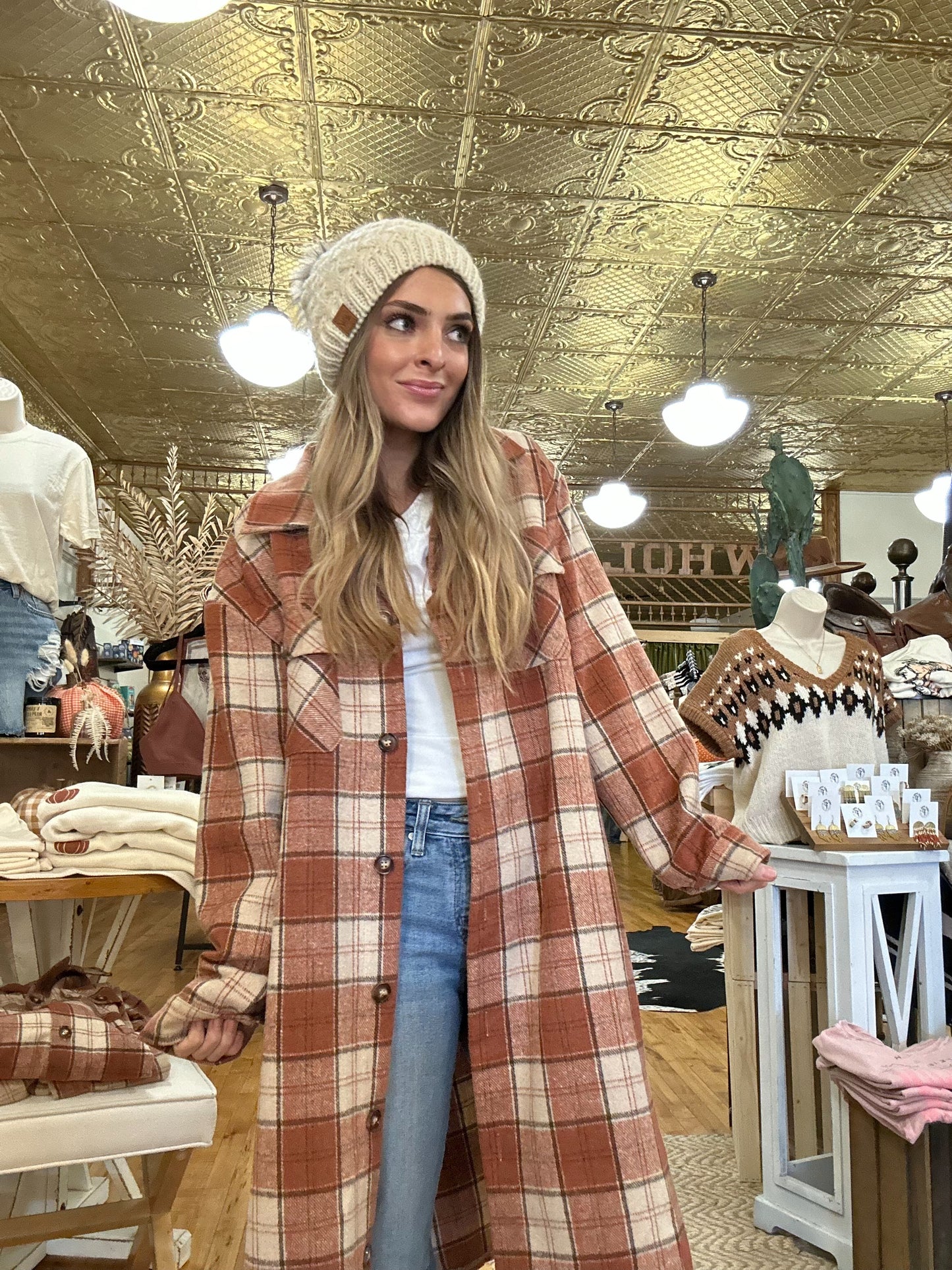 LONG RUST FLANNEL JACKET
