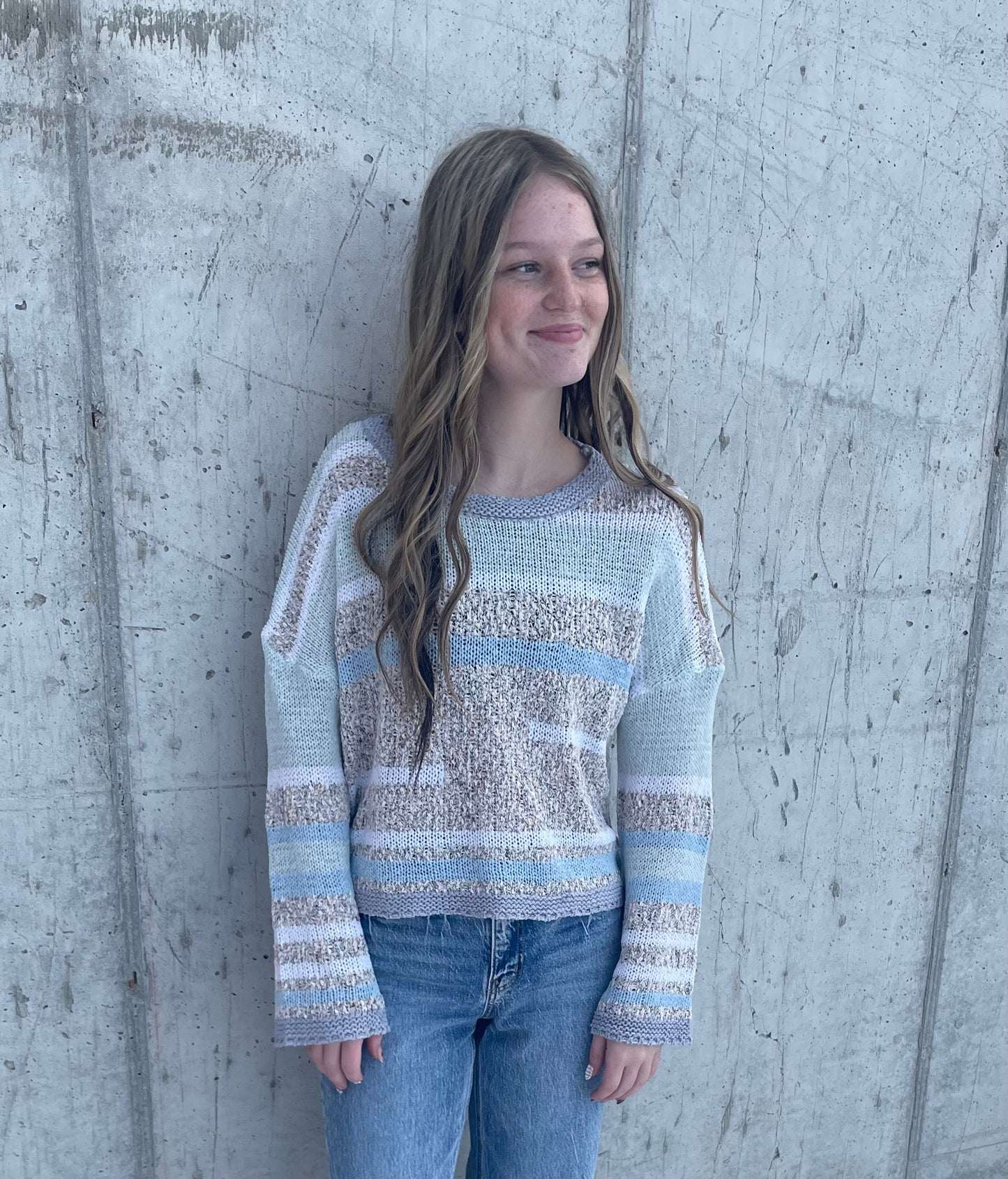DANI ICE BLUE STRIPE SWEATER