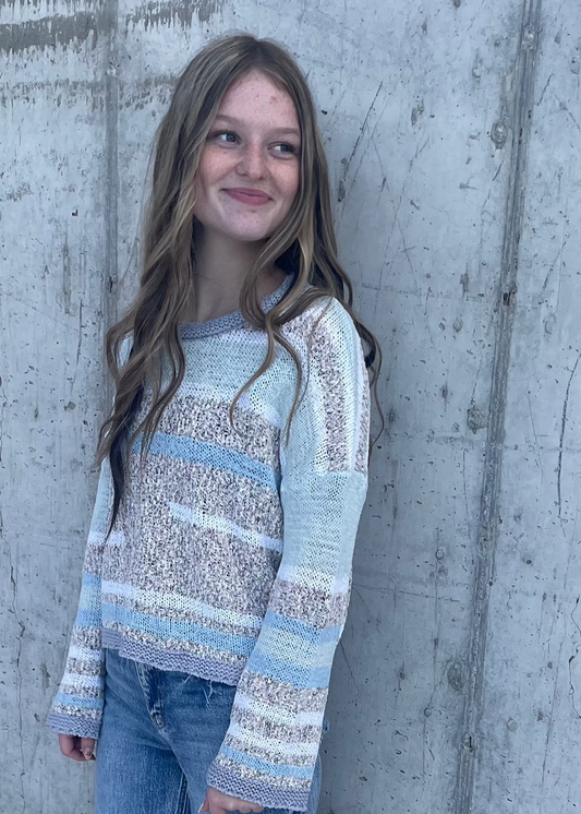 DANI ICE BLUE STRIPE SWEATER
