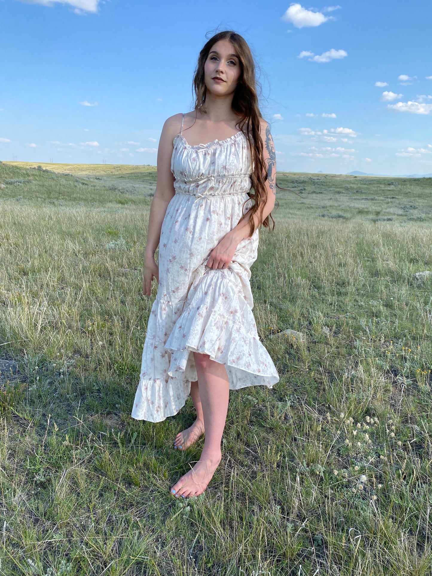 IVORY MAUVE FL DRESS