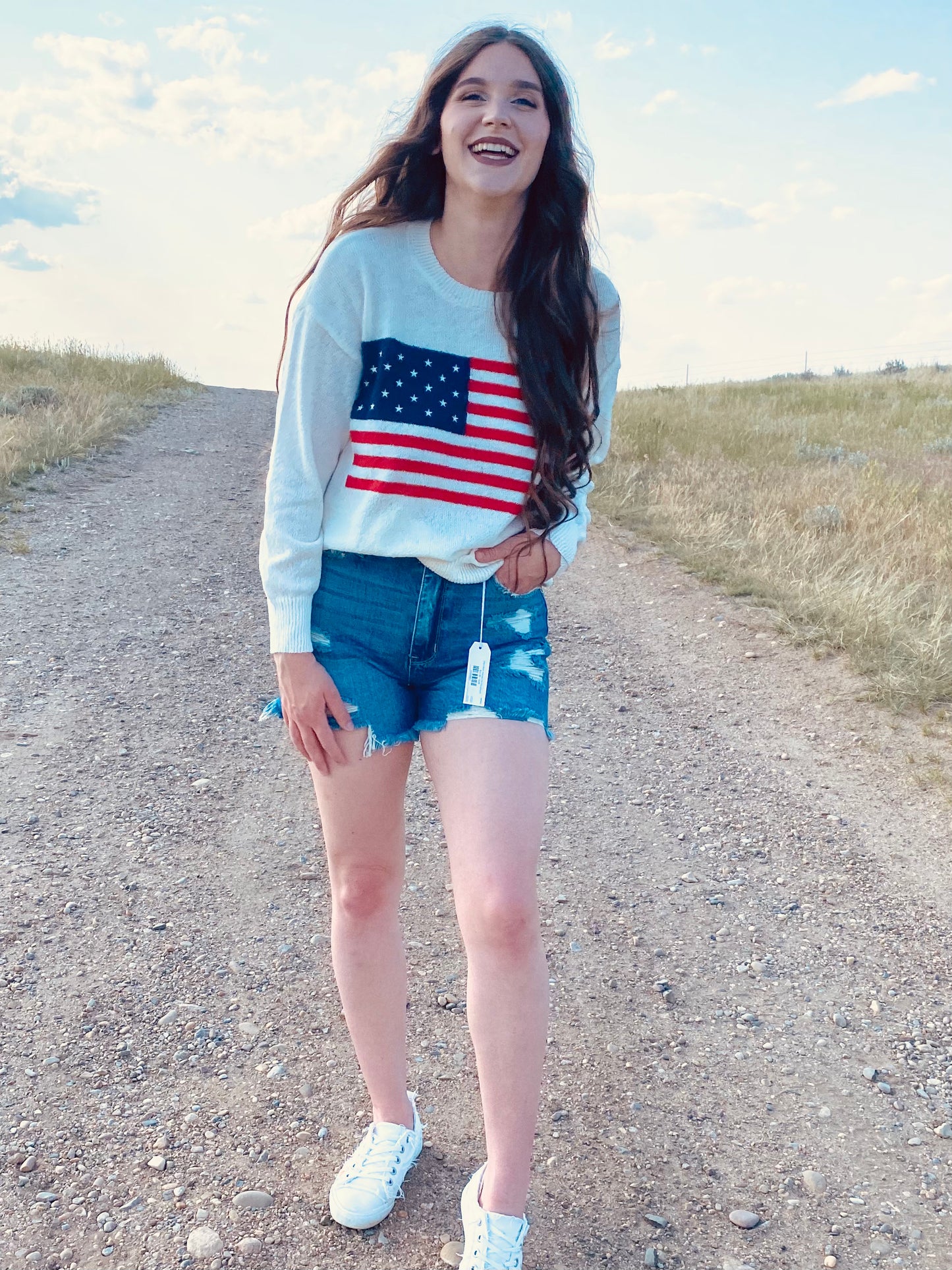 AMERICAN FLAG KNIT SWEATER PULLOVER