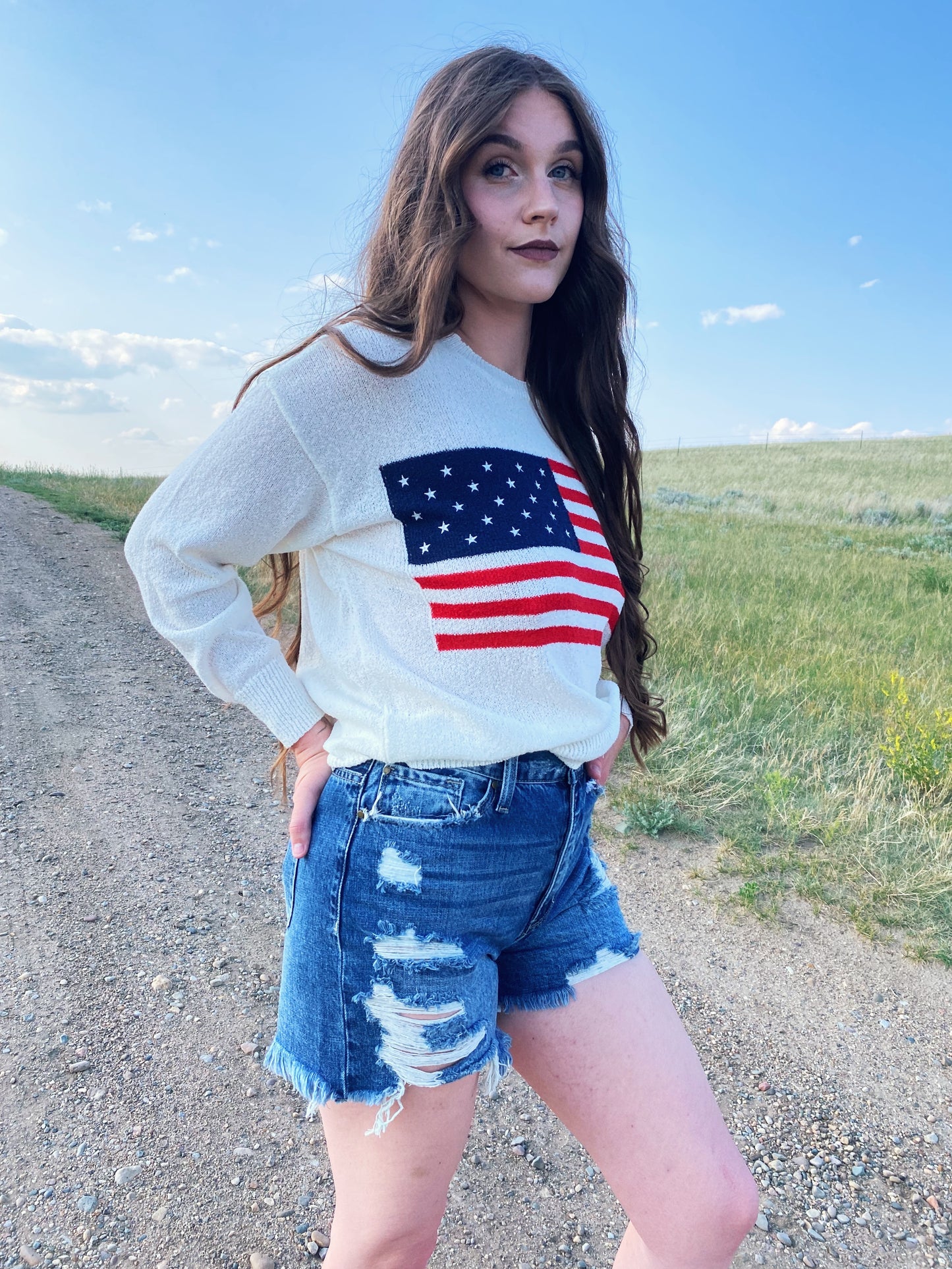 AMERICAN FLAG KNIT SWEATER PULLOVER