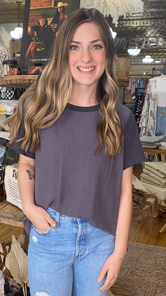 Dana Point Washed Round Neck Top