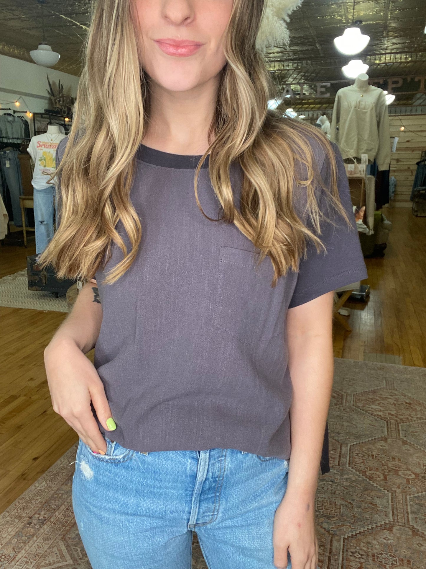 Dana Point Washed Round Neck Top