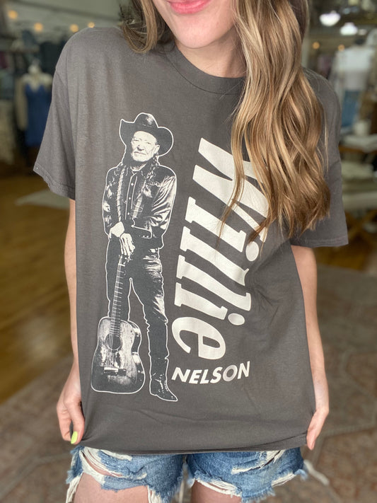 Willie Nelson Charcoal Thrifted Licensed Graphic Tee