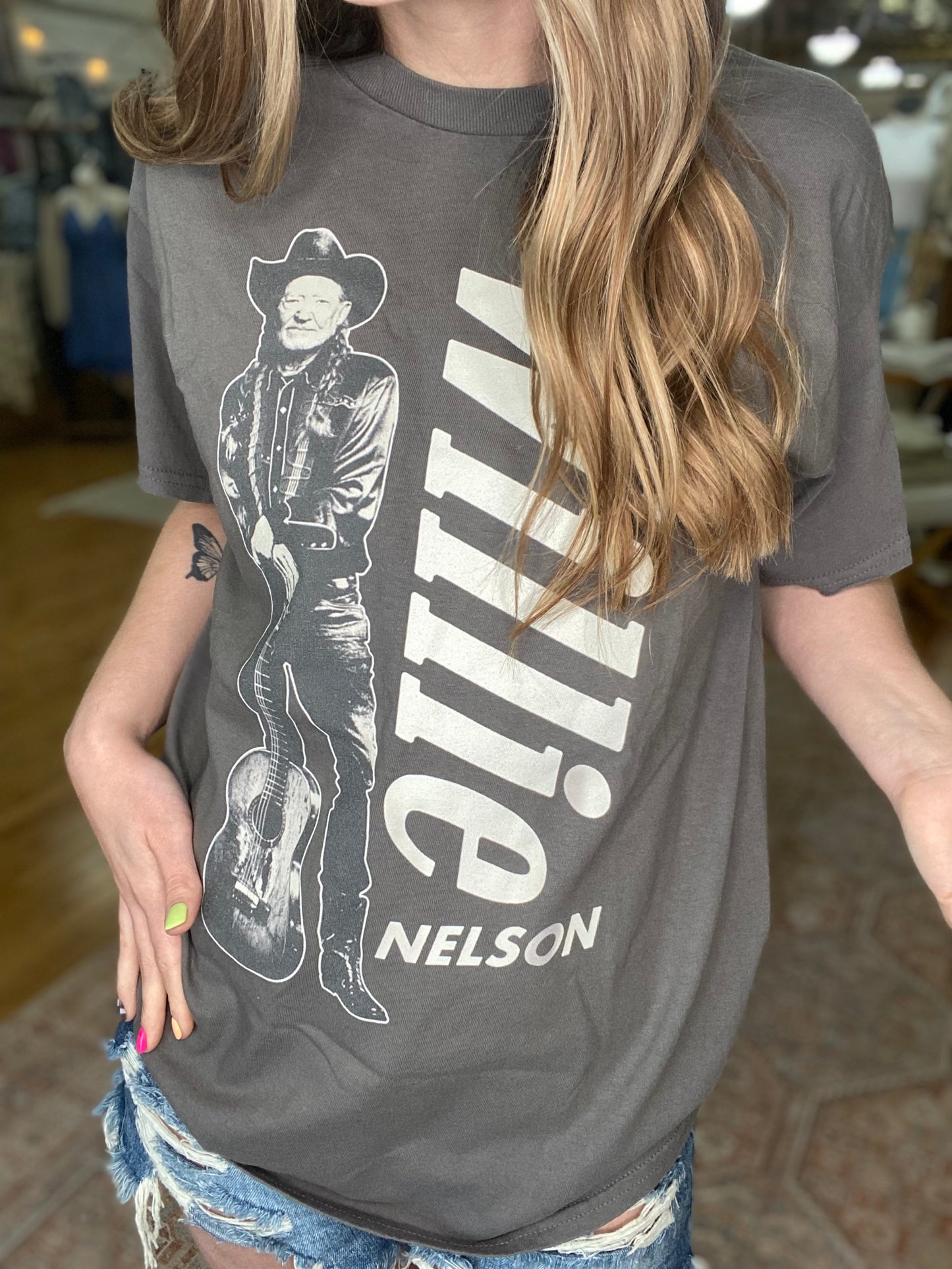 Willie Nelson Charcoal Thrifted Licensed Graphic Tee