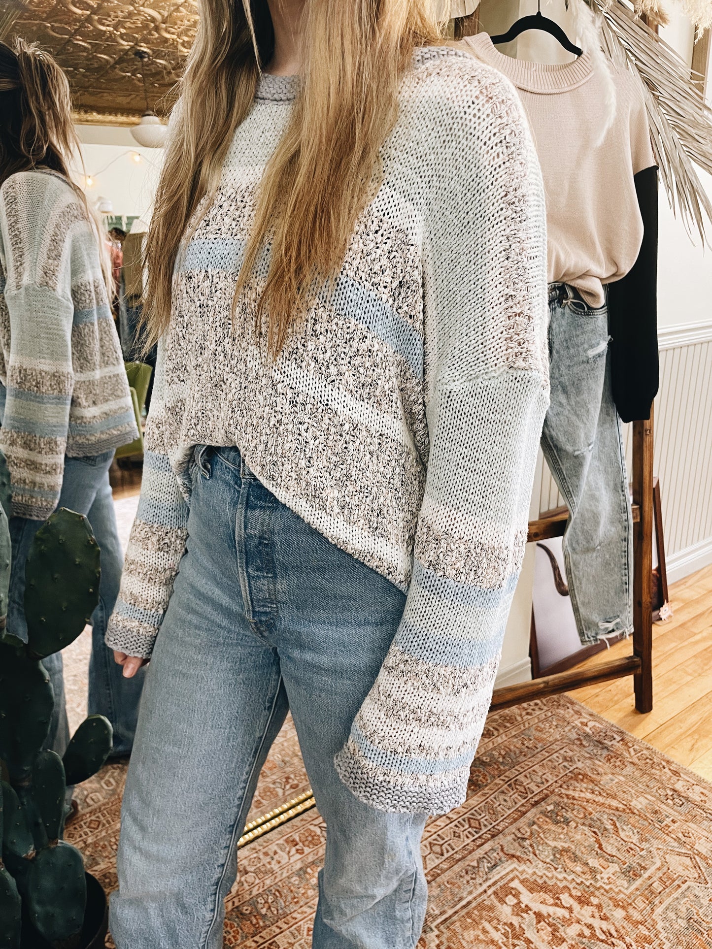 DANI ICE BLUE STRIPE SWEATER