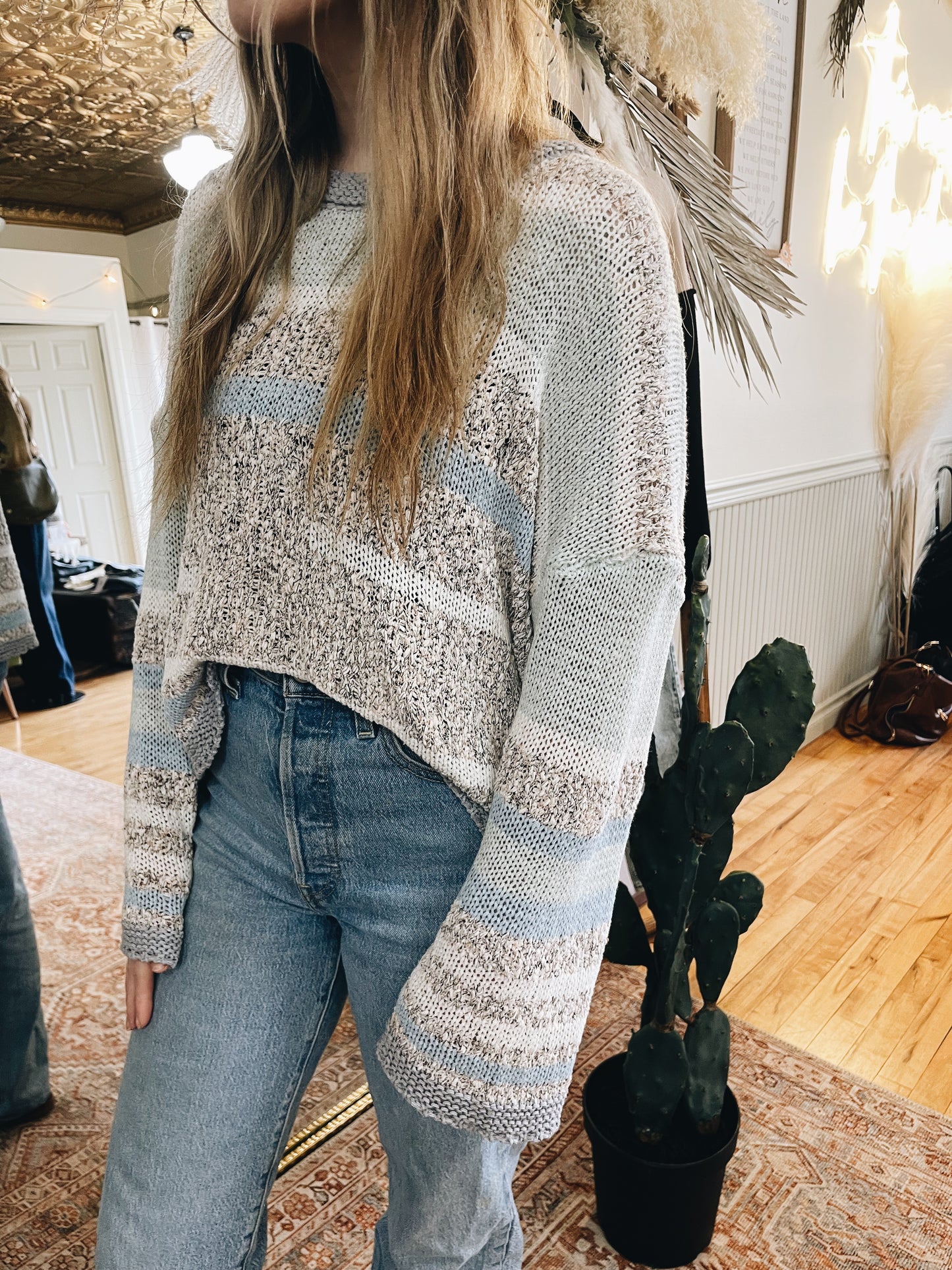 DANI ICE BLUE STRIPE SWEATER