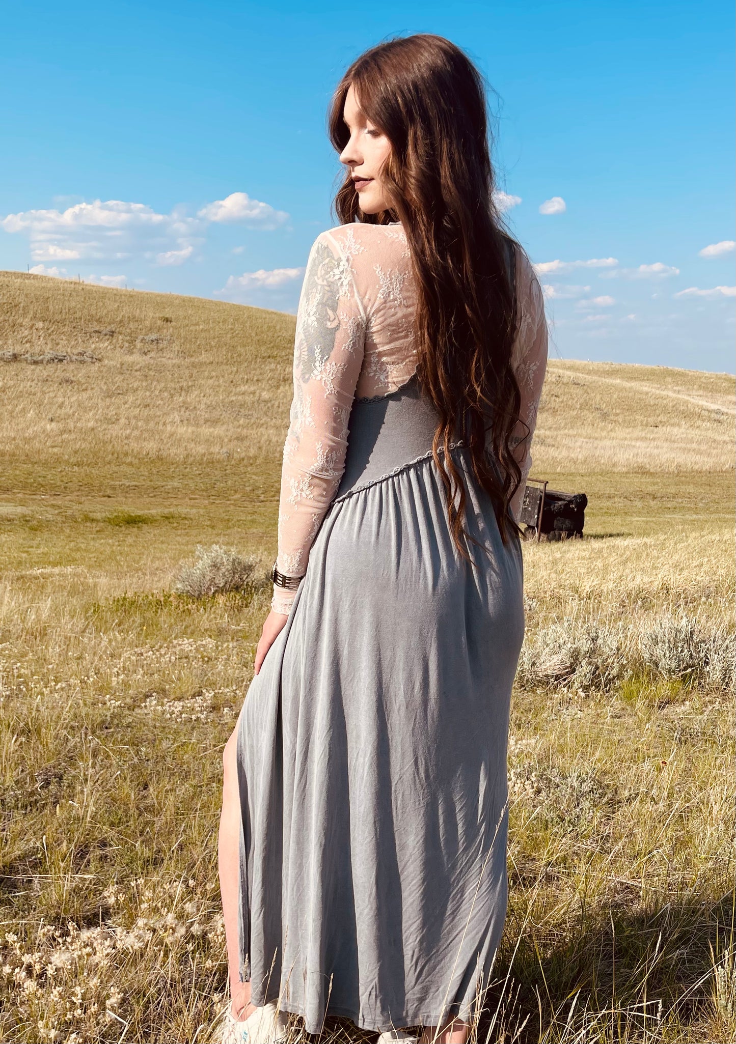 racerback front slit knit maxi dress: MIDNIGHT BLUE