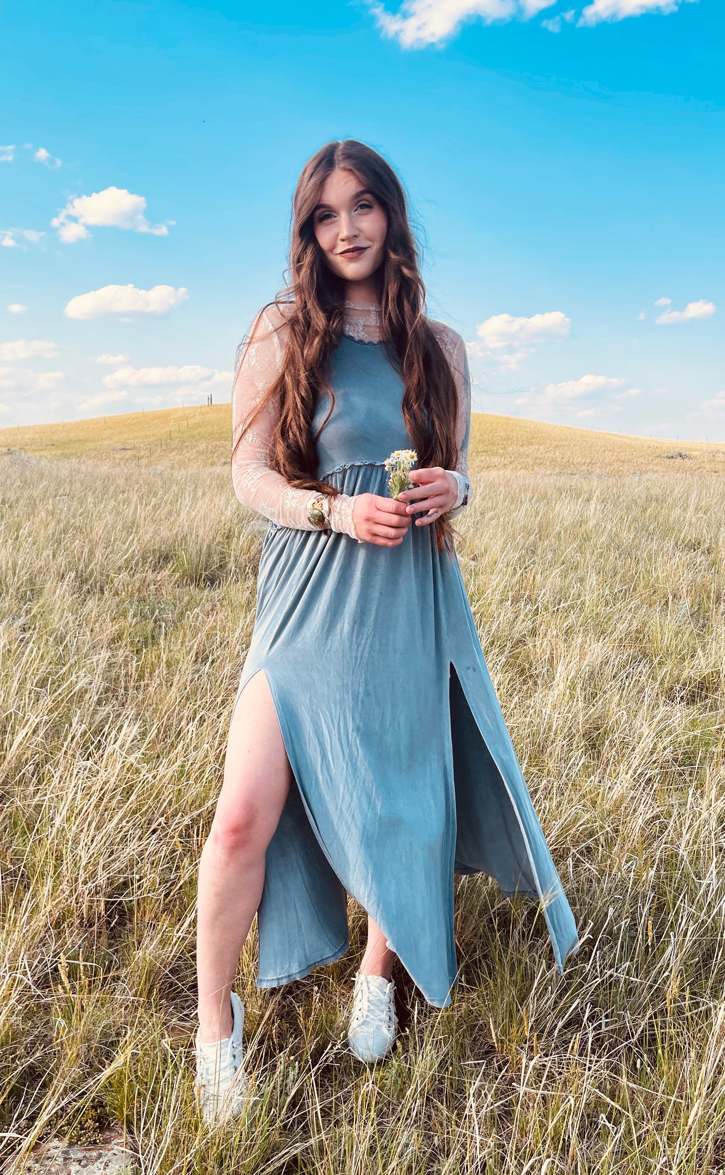 racerback front slit knit maxi dress: MIDNIGHT BLUE