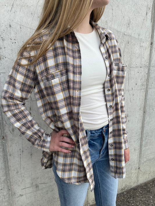 LEX OVERSIZE PLAID BUTTON SHIRT