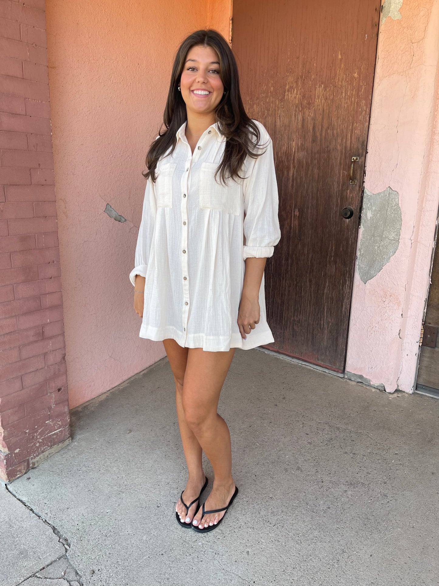 BUTTON DOWN SHIRT TUNIC DRESS