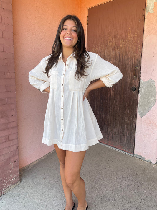 BUTTON DOWN SHIRT TUNIC DRESS