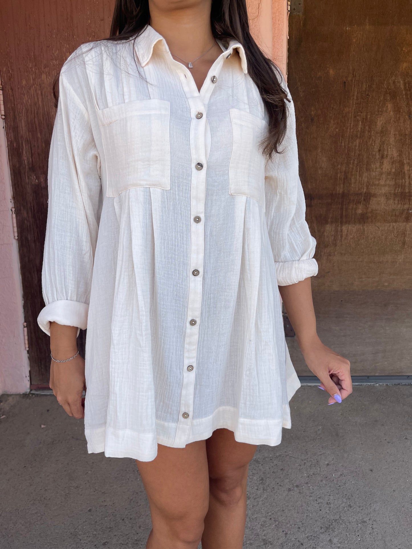 BUTTON DOWN SHIRT TUNIC DRESS