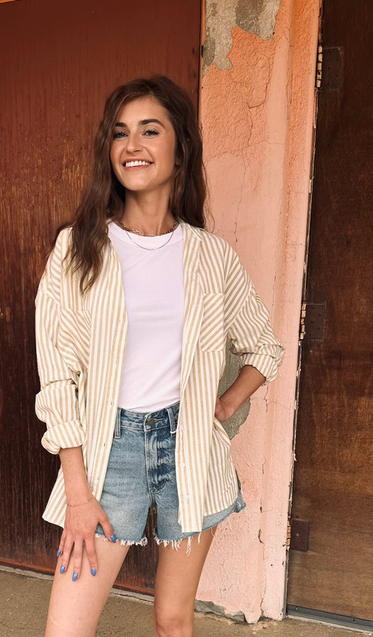 LANA STRIPED PATTERN BUTTON DOWN SHIRT