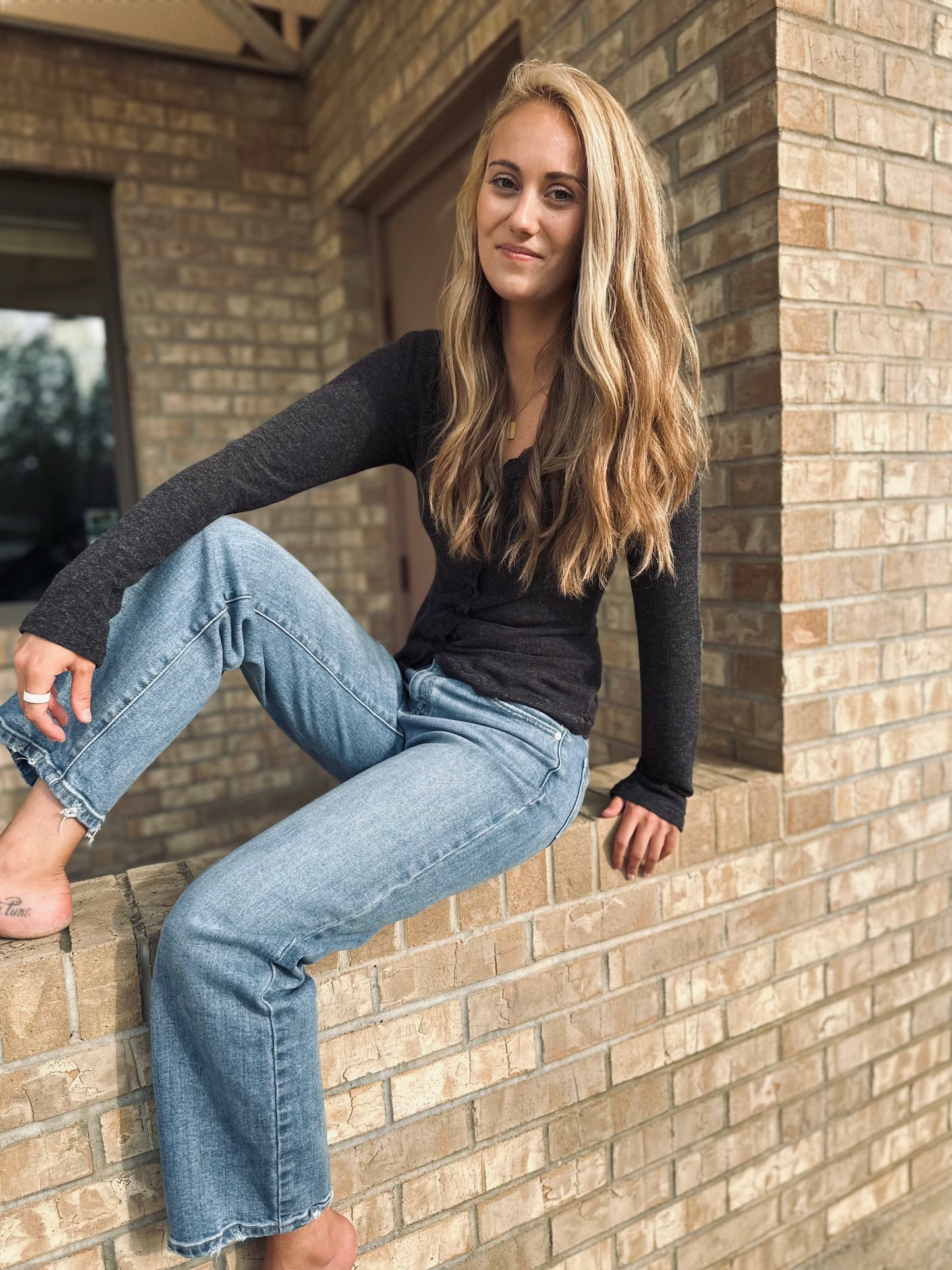 BUTTON DOWN LACE TRIMMED KNIT CARDIGAN TOP