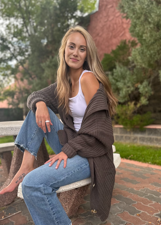 BUTTON DOWN RIBBED KNIT SWEATER CARDIGAN