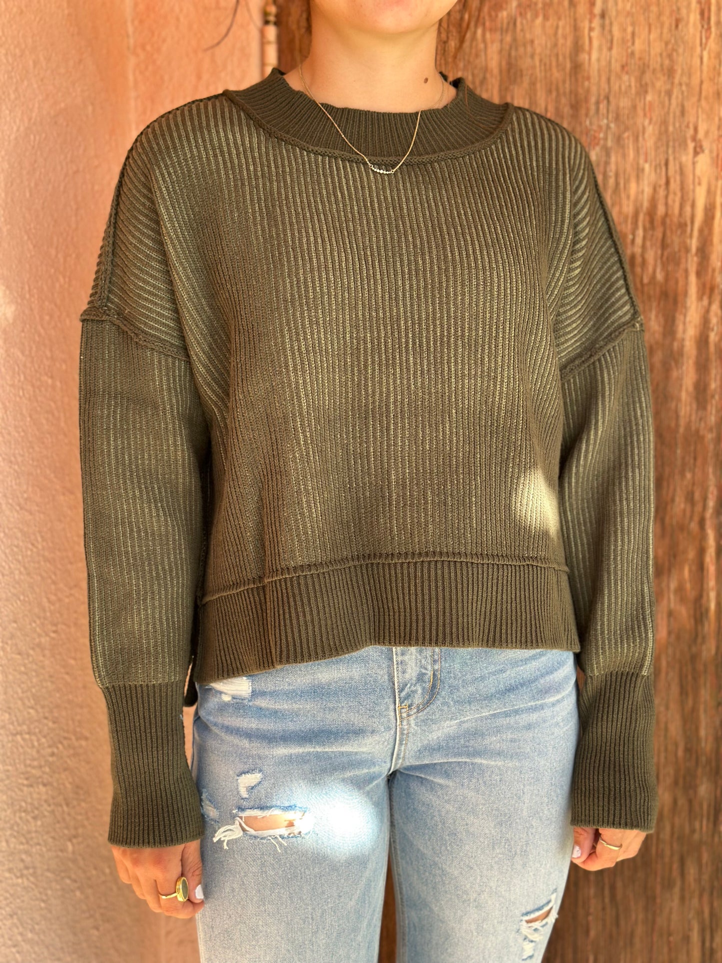 OLIVE TWO TONE SWEATER
