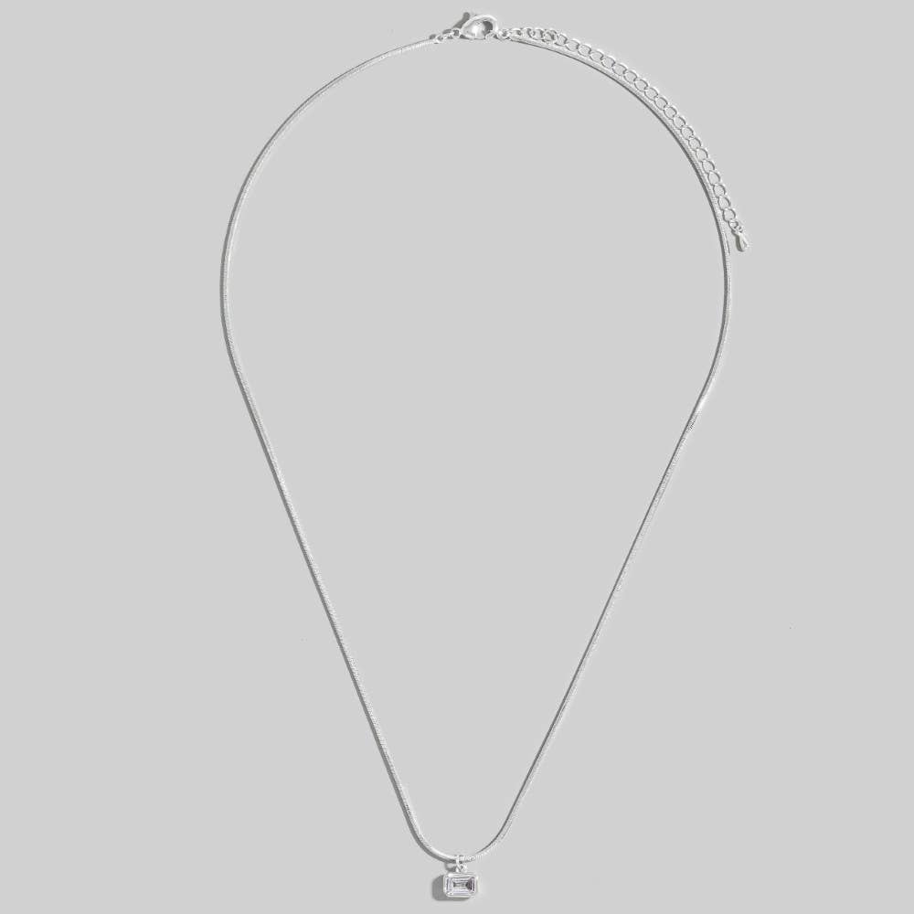 Snake Chain Cz Baguette Charm Necklace