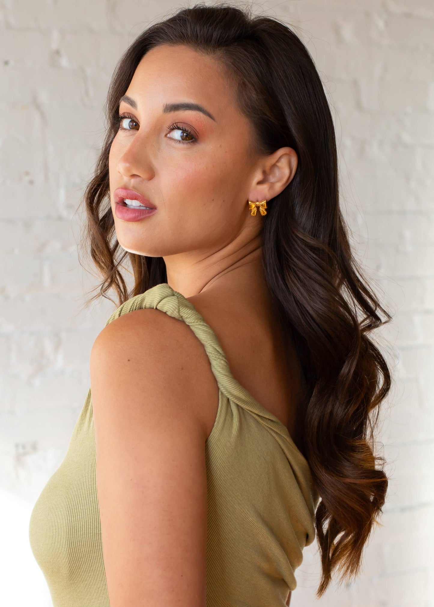 Luxe Gold Textured Bow Earrings