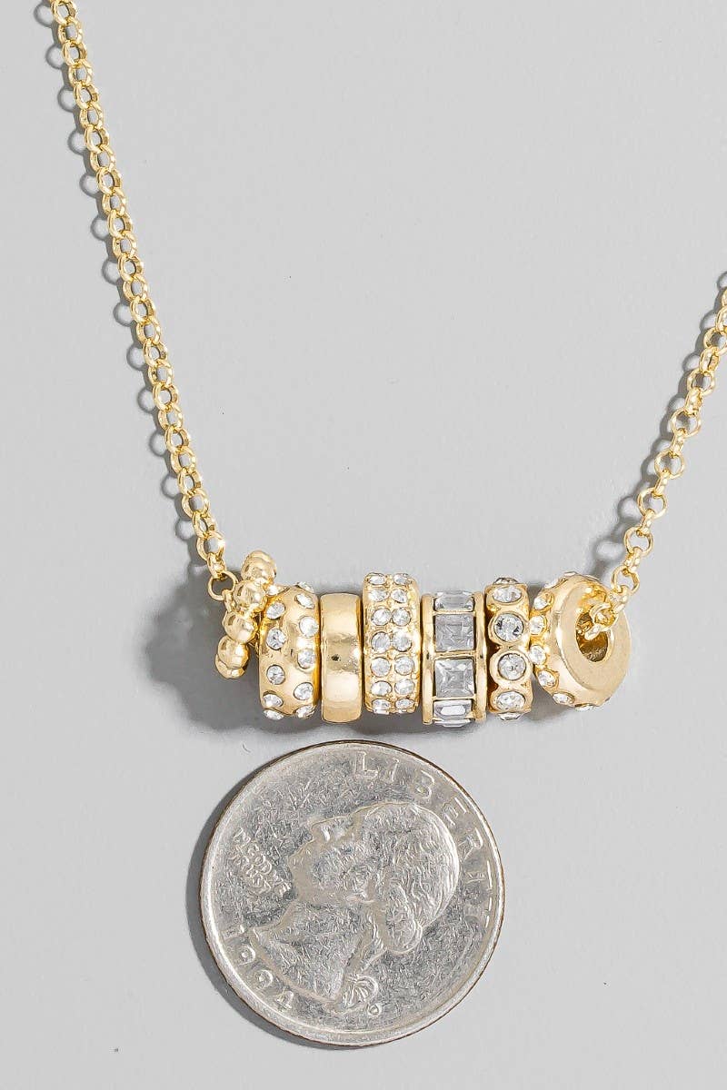 Mixed Studded Rings Charm Necklace
