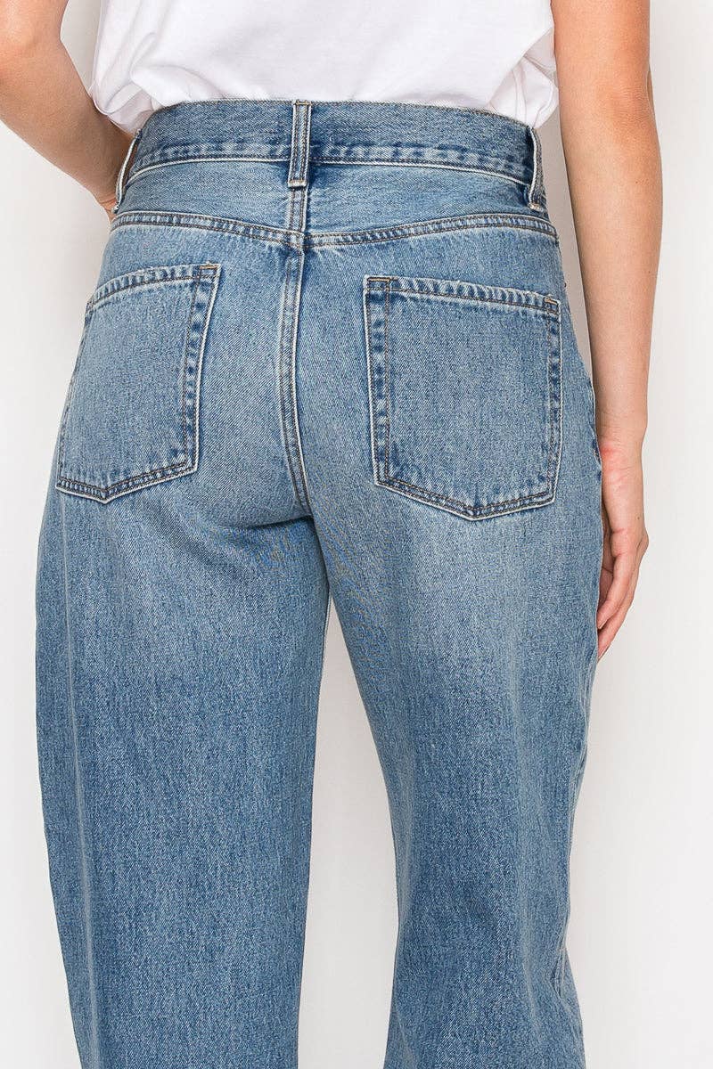 TAPERED MID RISE WIDE BAGGY JEANS