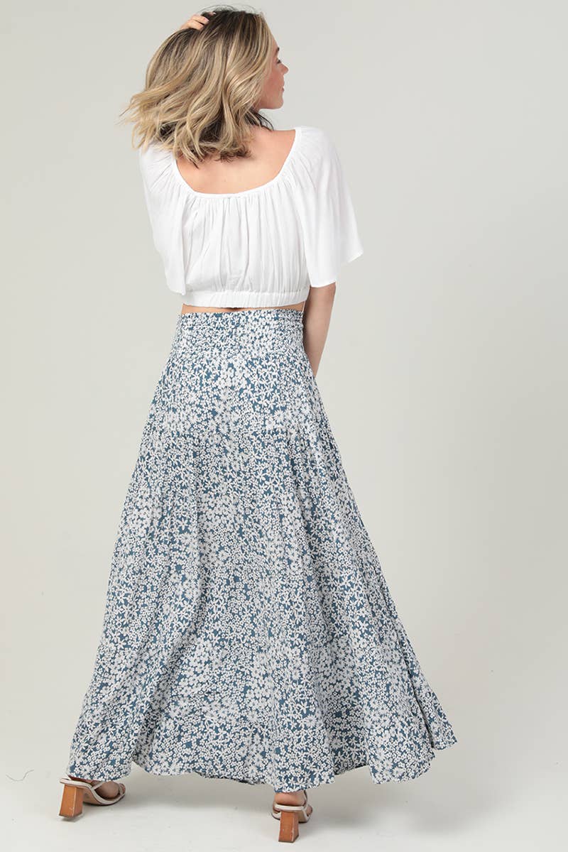 TIERED SKIRT WITH SMOCKED WAISTBAND