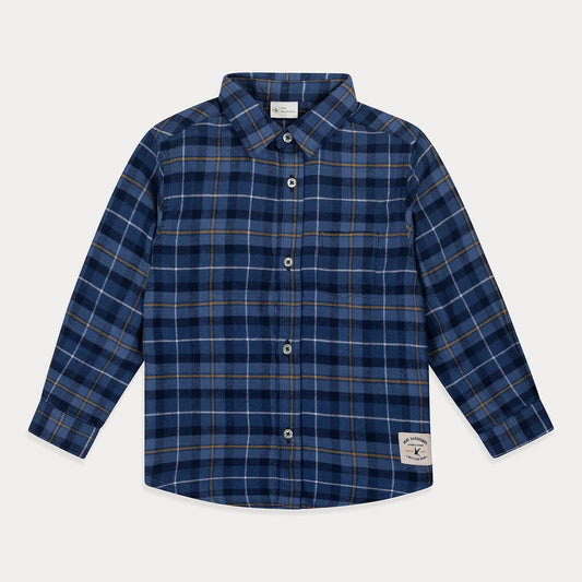 Plaid Boy Dress Shirt: Navy
