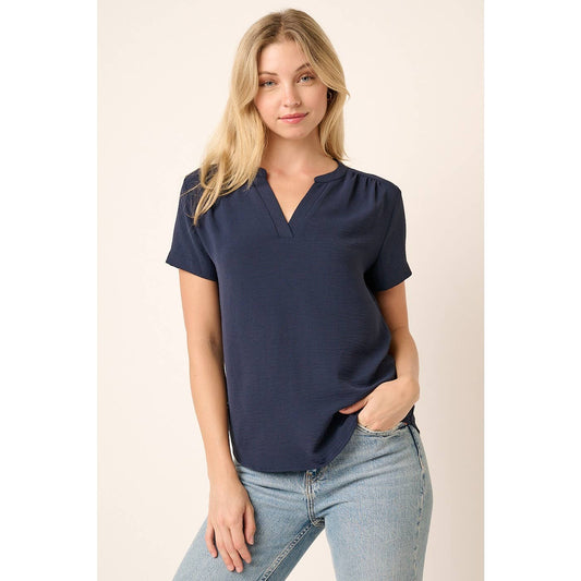 NAVY CHIFFON DRESS BLOUSE