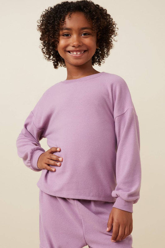 Girls Soft Rib Seam Long Sleeve Top