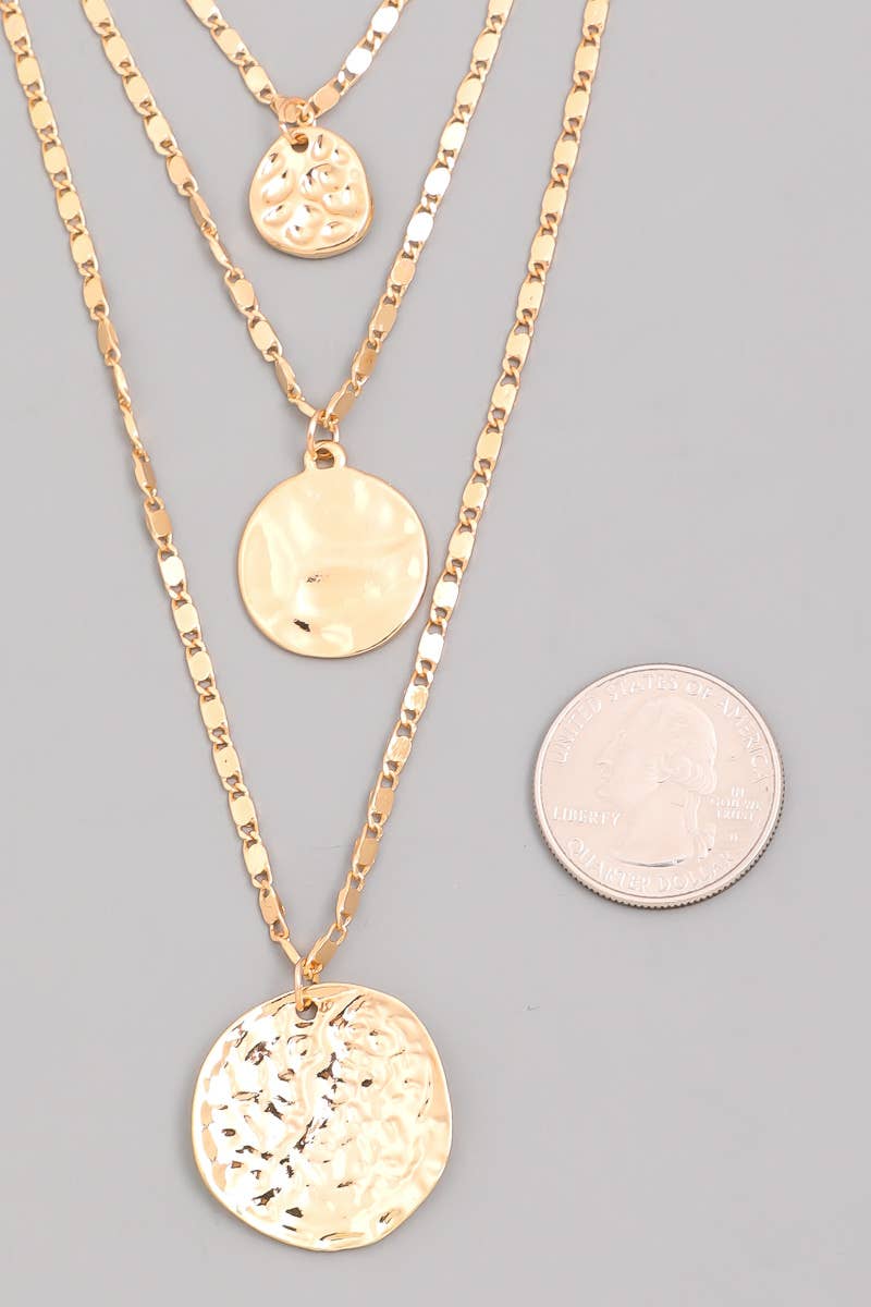 Layered Chain + Coin Pendant Necklace