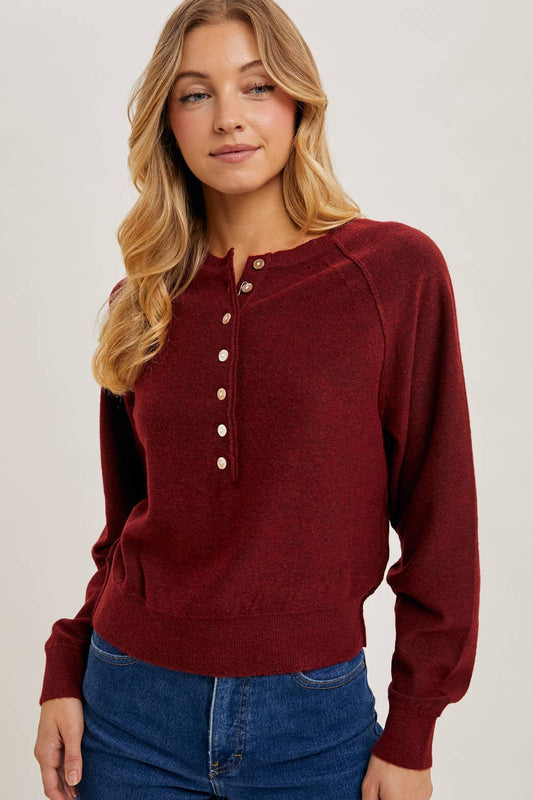 EVELYN HALF BUTTON KNIT