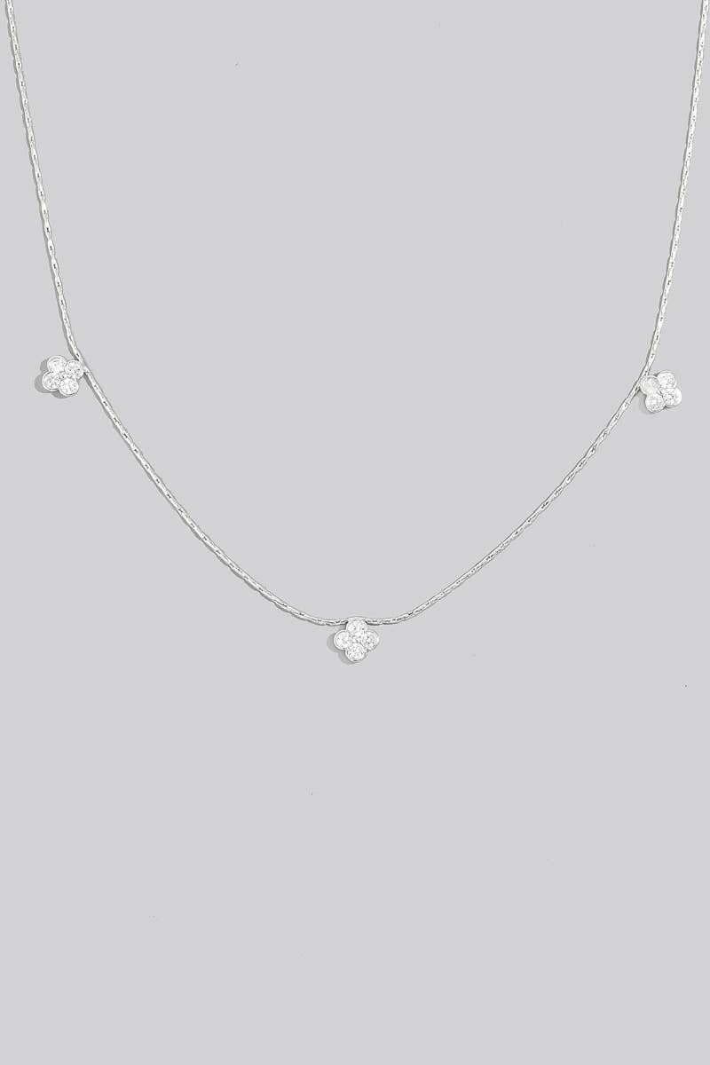 Mini Studded Clover Charms Necklace