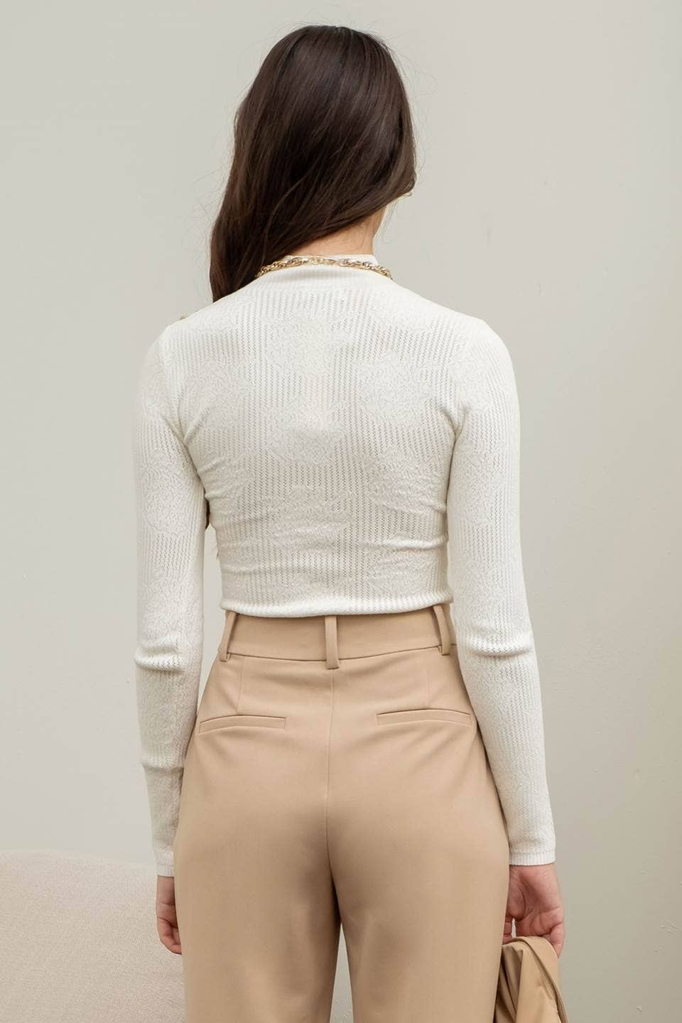 FLORAL MOCK NECK KNIT SWEATER