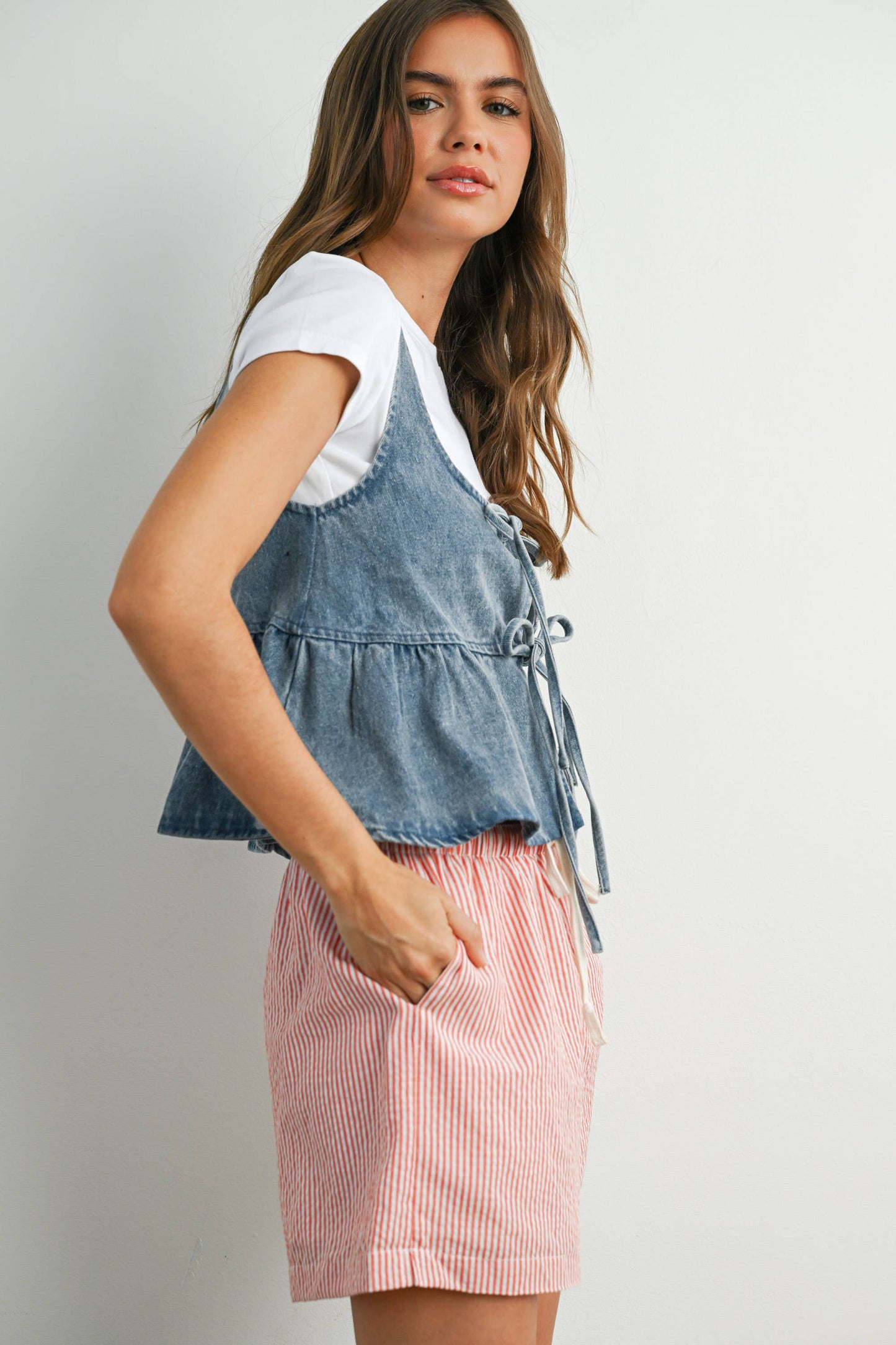 SHANIA RUFFLED HEM TIE TOP