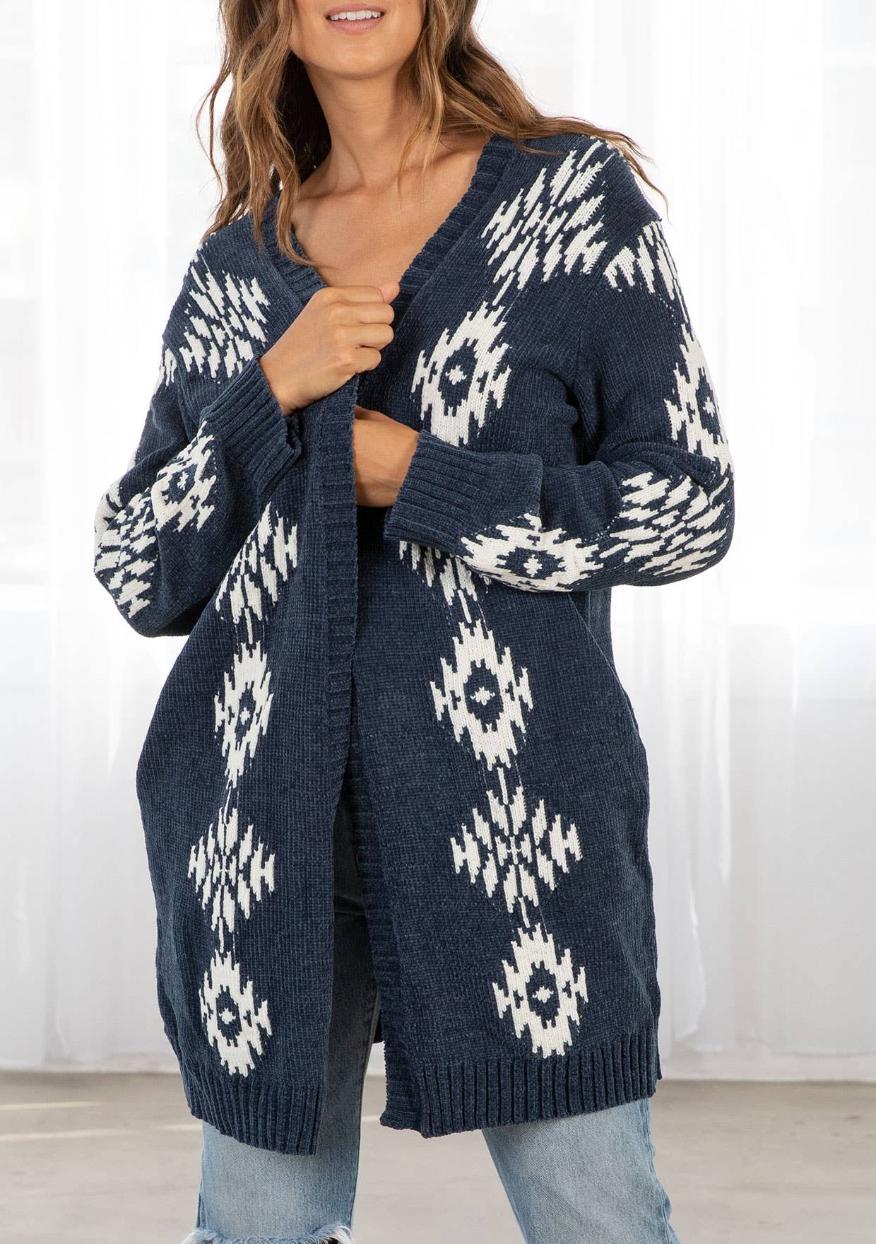 Beautiful Southwestern Open Front Cardigan
