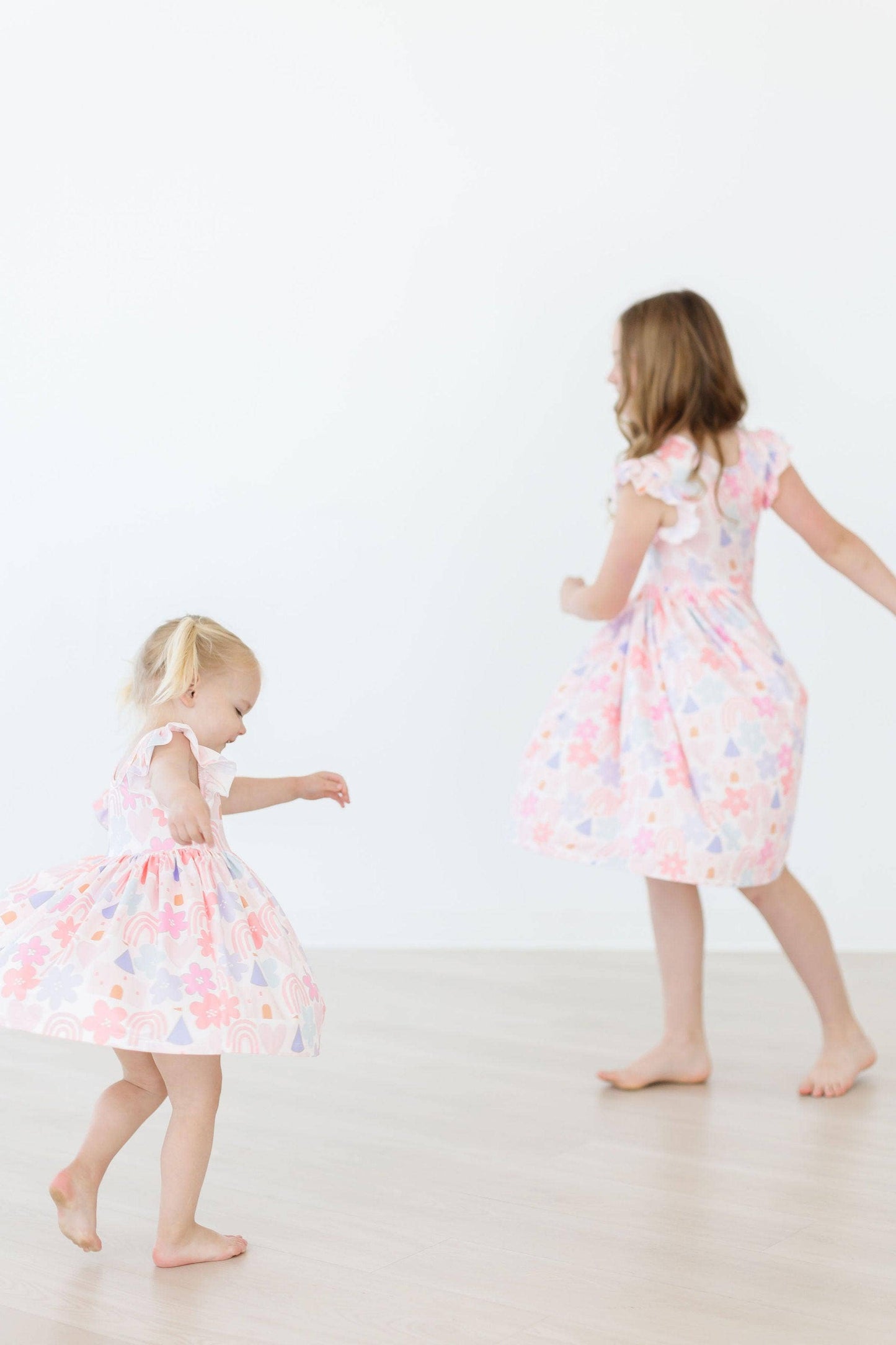 Castles & Rainbows Flutter Sleeve Twirl Dress: