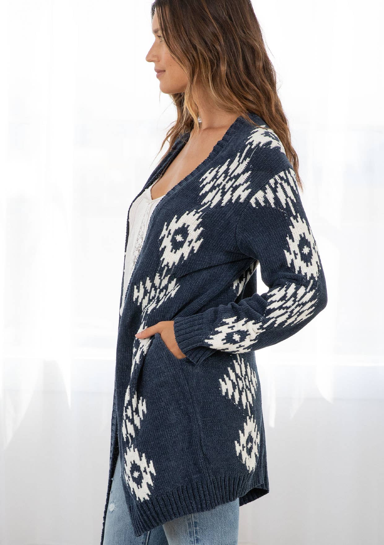 Beautiful Southwestern Open Front Cardigan
