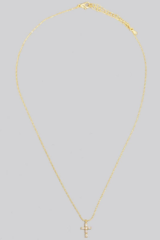 Gold Dipped Cz Cross Pendant Necklace
