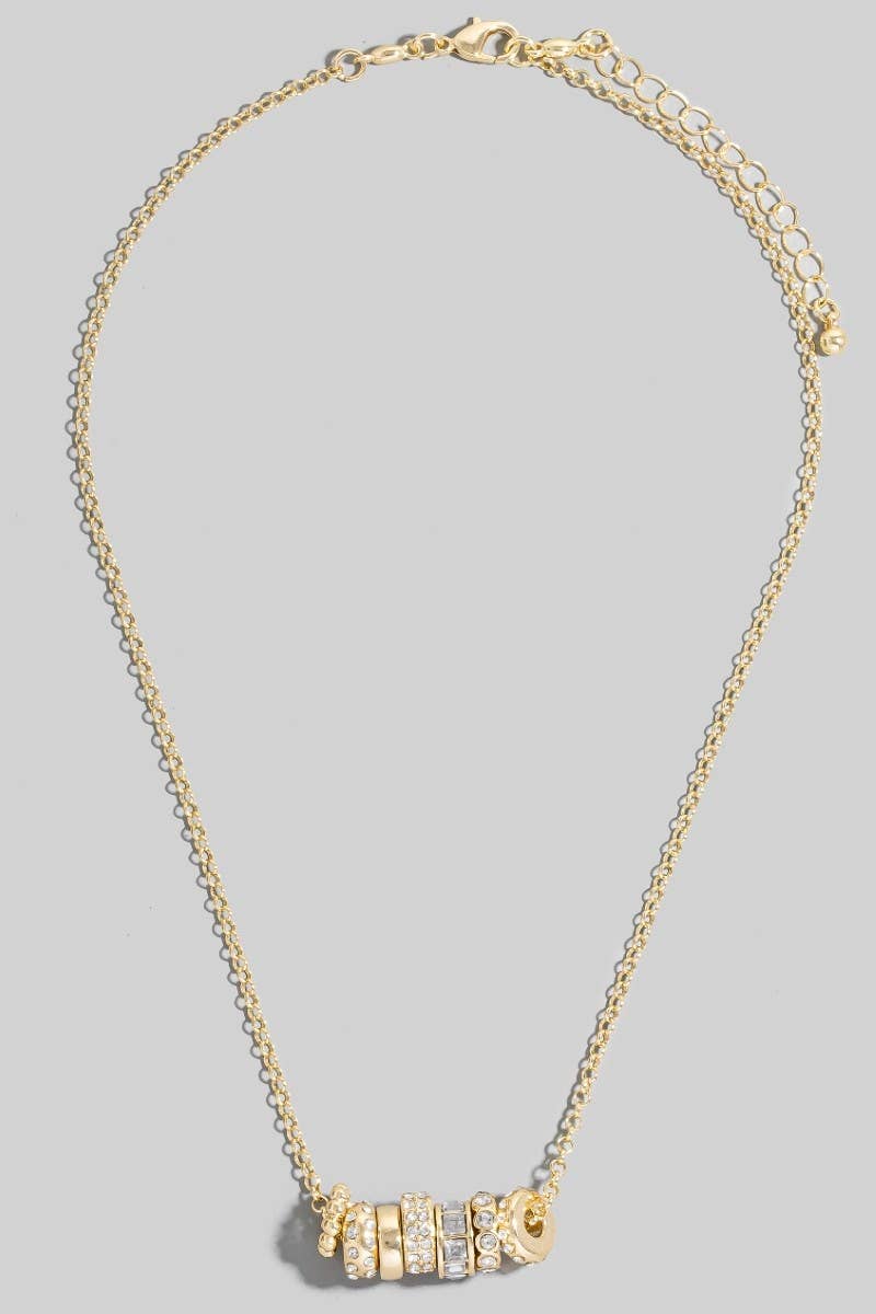 Mixed Studded Rings Charm Necklace