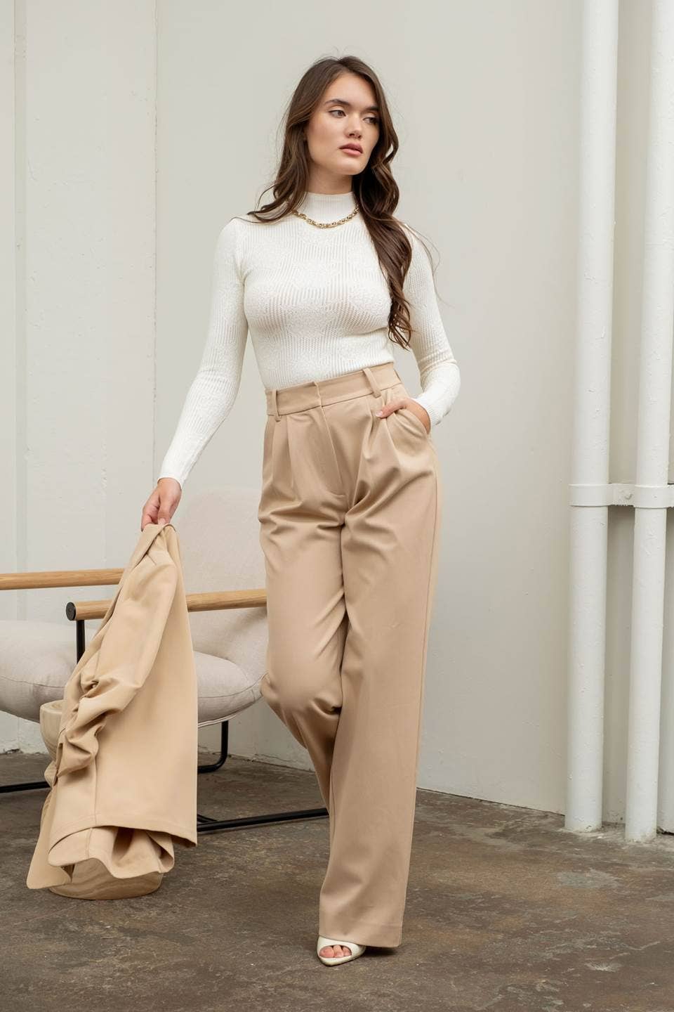 FLORAL MOCK NECK KNIT SWEATER