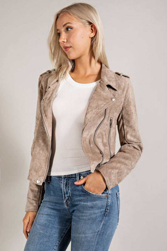 JOSIE BEIGE SUEDE ZIP JACKET