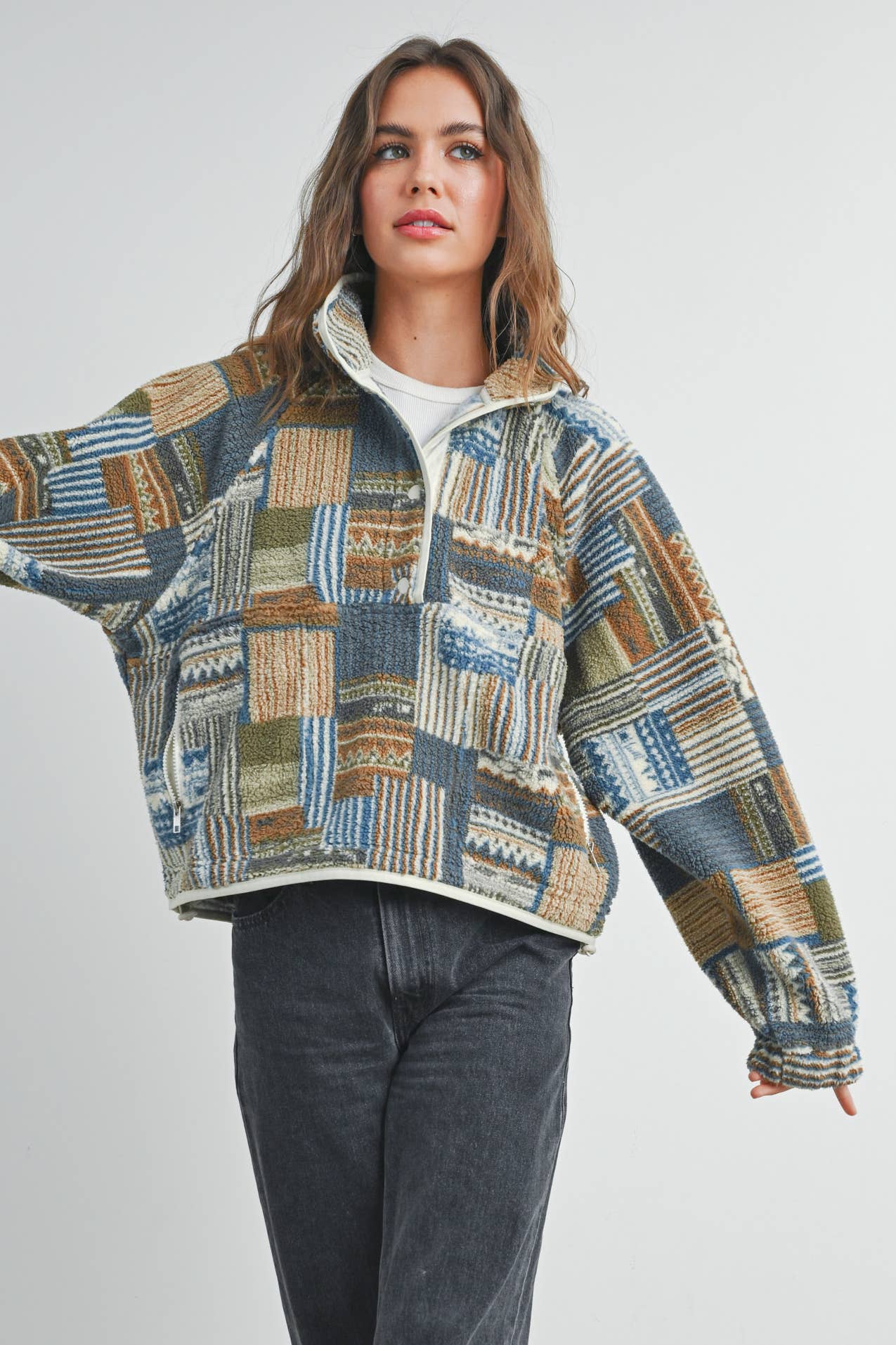 Patchwork Print Sweater