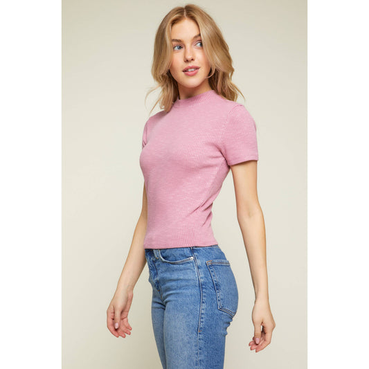 Kara Short Sleeve Soft Ribbed Knit Top