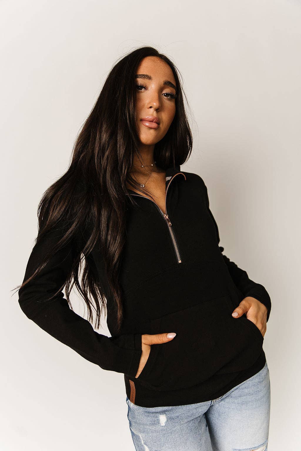 BLACK HALFZIP SWEATSHIRT