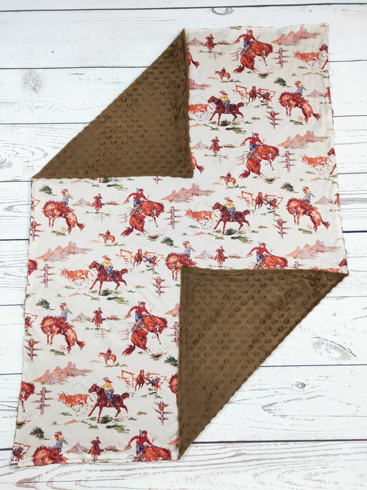 Baby Brown Minky Rodeo Western Blanket