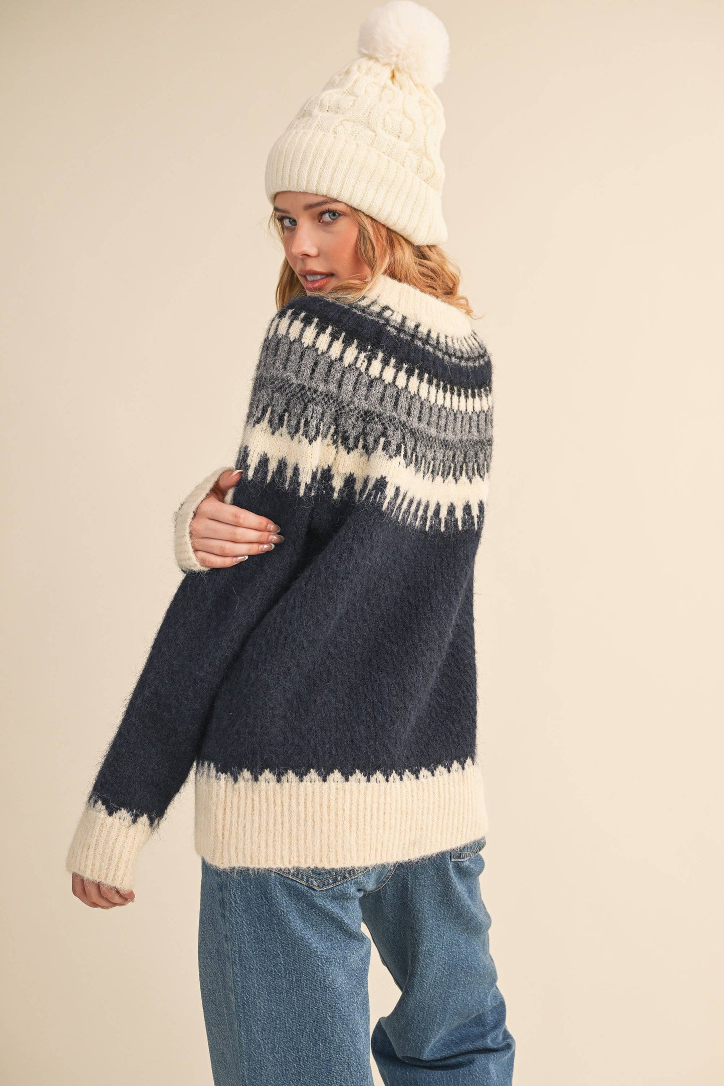NAVY NORDIC SWEATER