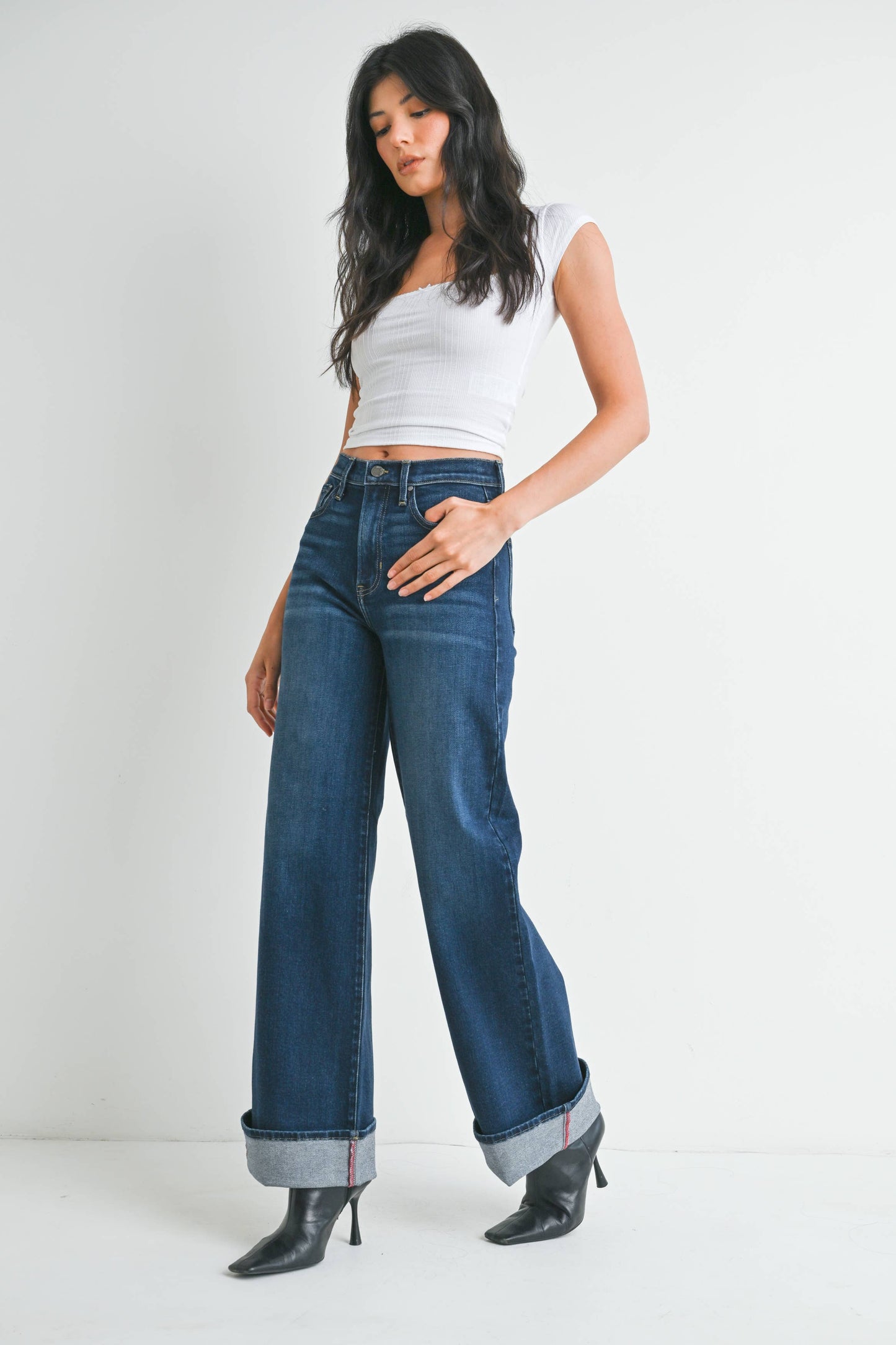 Rosie Cuffed Palazzo Jeans