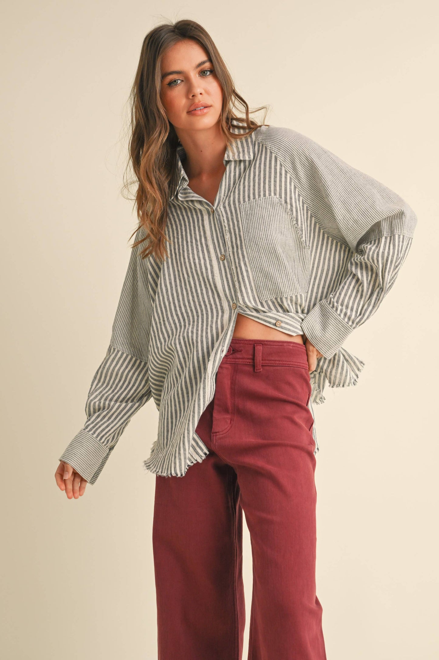 SARA STRIPE BUTTONDOWN SHIRT